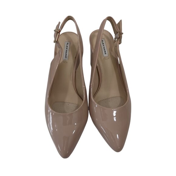 Alex Marie Nude Patent Slingback Heels With Block Heel & Buckle Strap - Size 6M - Picture 8 of 12